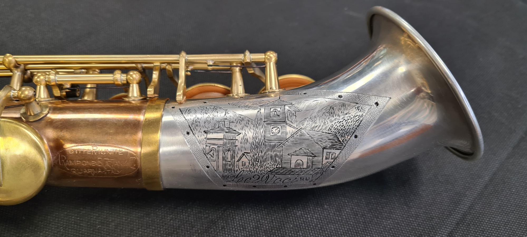 Rampone and Cazzani Saxello saxophone in brass and silver finish